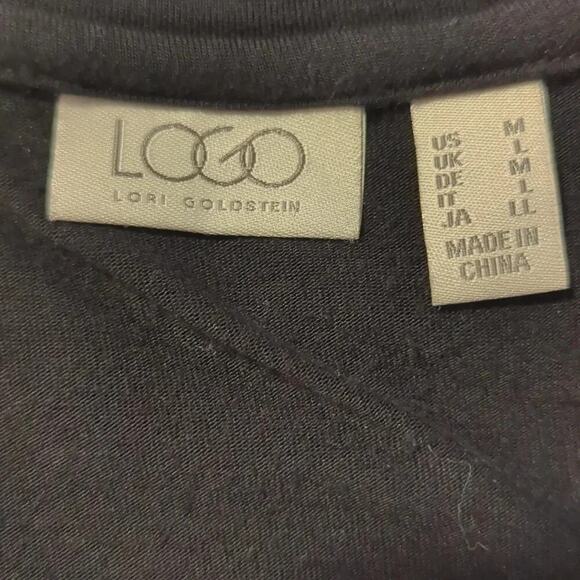 LOGO Lori Goldstein 3/4 Sleeve Tunic Blouse with Pockets Black Size Medium - Picture 3 of 4